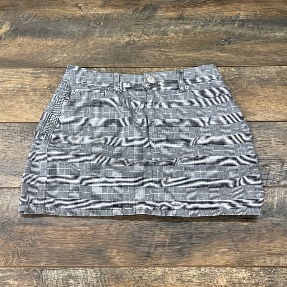 American Eagle Gray Glen Plaid Stretch Mini Skirt Size 6 Regular Fall Academia